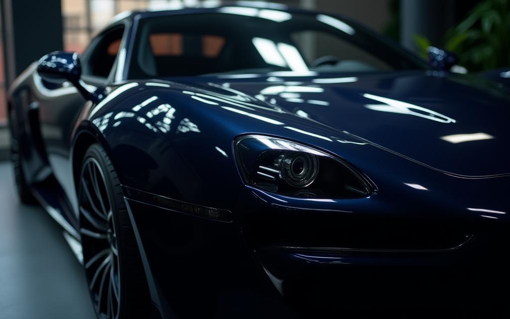 A perfectly detailed car reflecting light.