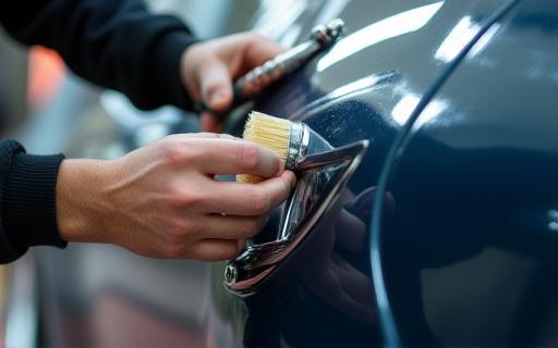 Expert detailing process on a car's exterior.