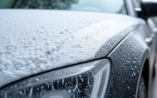 Car being washed with rich foam.