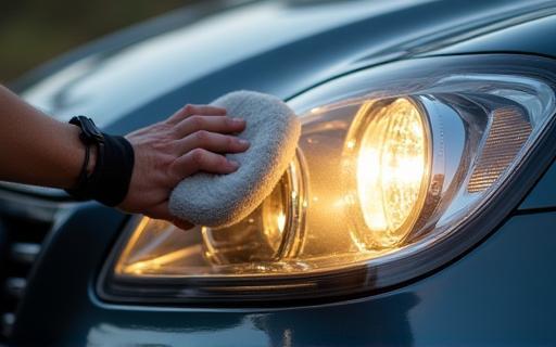 Restoring clarity to a yellowed car headlight.